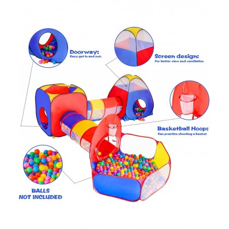 5pc Baby Ball Pits for Toddlers Kids Play Tent and Play Tunnel Children Indoor Outdoor Playhouse with Crawling Toys Boys and ...