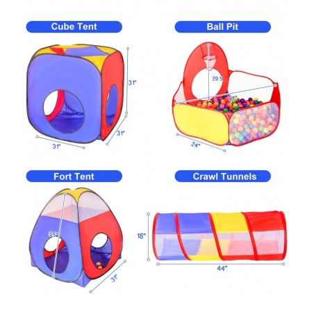 5pc Baby Ball Pits for Toddlers Kids Play Tent and Play Tunnel Children Indoor Outdoor Playhouse with Crawling Toys Boys and ...