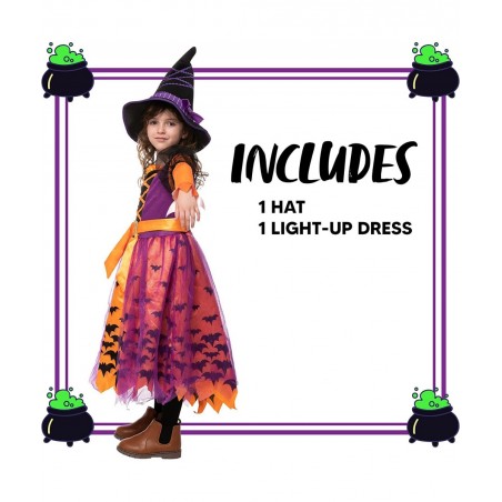 Halloween Child light up polka dots witch tutu costume for girl dress up (Medium (8-10yr)) $18.78 Kids' Costumes