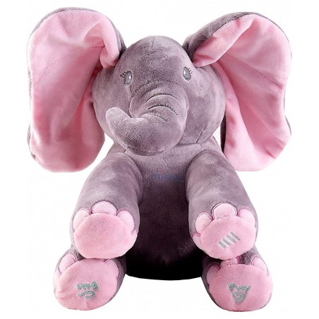 Kaia Baby Animated Stuffed Plush Singing Peek A Boo Elephant Interactive Musical Peek-a-Boo for Toddlers with Moving Ears Ado...