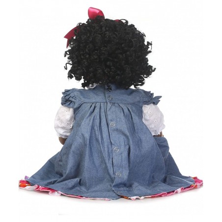 22" Reborn Baby Dolls Girls African American Soft Silicone Vinyl Newborn Realistic Handmade Weighted Baby Denim Dress Gift Se...