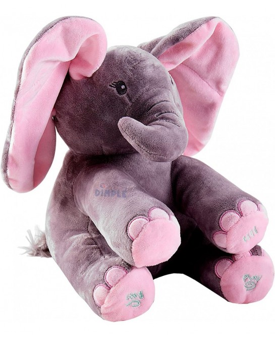 Kaia Baby Animated Stuffed Plush Singing Peek A Boo Elephant Interactive Musical Peek-a-Boo for Toddlers with Moving Ears Ado...