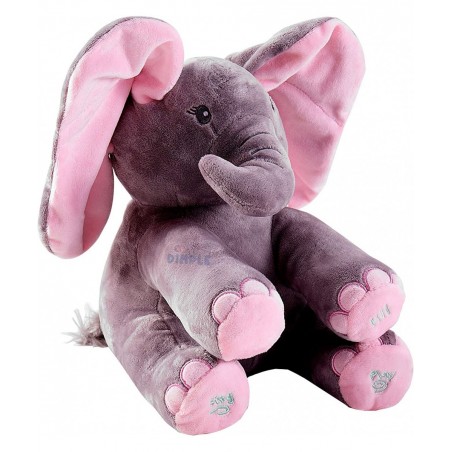 Kaia Baby Animated Stuffed Plush Singing Peek A Boo Elephant Interactive Musical Peek-a-Boo for Toddlers with Moving Ears Ado...