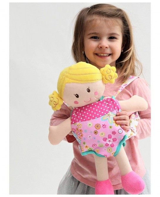 Patchwork Pink Doll Front Carrier with Straps $22.94 Doll Accessories