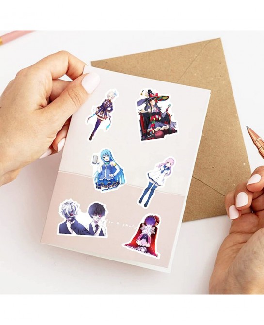 Anime Mixed Stickers 50pcs Cool Vinyl Waterproof Stickers for Laptop Water Bottles for Phone Car Skateboard Motorcycle Bicycl...