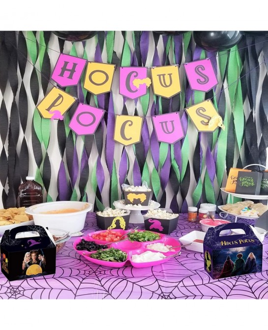 12Pcs Hocus Witch Pocus Birthday Party Supplies Kids Party Treat Boxes Candy Gift Bags Party Favors for Halloween Theme Party...