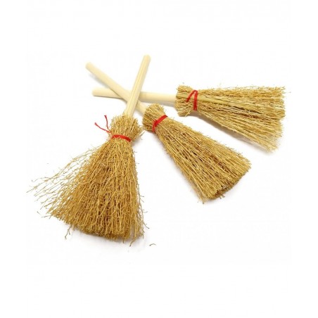 20PCS Miniature Artificial Mini Straw Brooms with Red Ropes Halloween Straw Craft Decoration Witches Accessory for Costume Co...