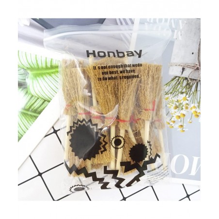 20PCS Miniature Artificial Mini Straw Brooms with Red Ropes Halloween Straw Craft Decoration Witches Accessory for Costume Co...