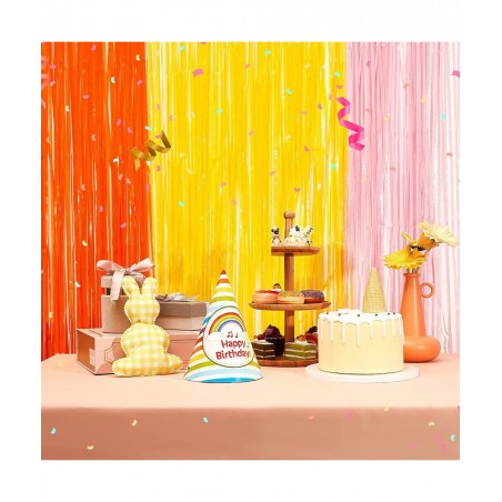 3 Pack Groovy Foil Fringe Curtain Groovy Photo Booth Foil Curtain Backdrop Boho Party Decorations Groovy Party Decorations (3...