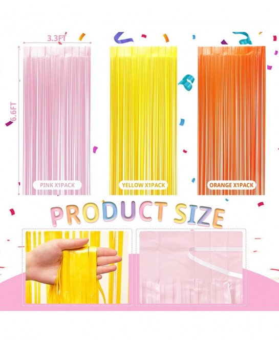 3 Pack Groovy Foil Fringe Curtain Groovy Photo Booth Foil Curtain Backdrop Boho Party Decorations Groovy Party Decorations (3...