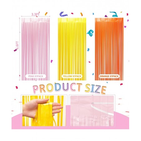 3 Pack Groovy Foil Fringe Curtain Groovy Photo Booth Foil Curtain Backdrop Boho Party Decorations Groovy Party Decorations (3...