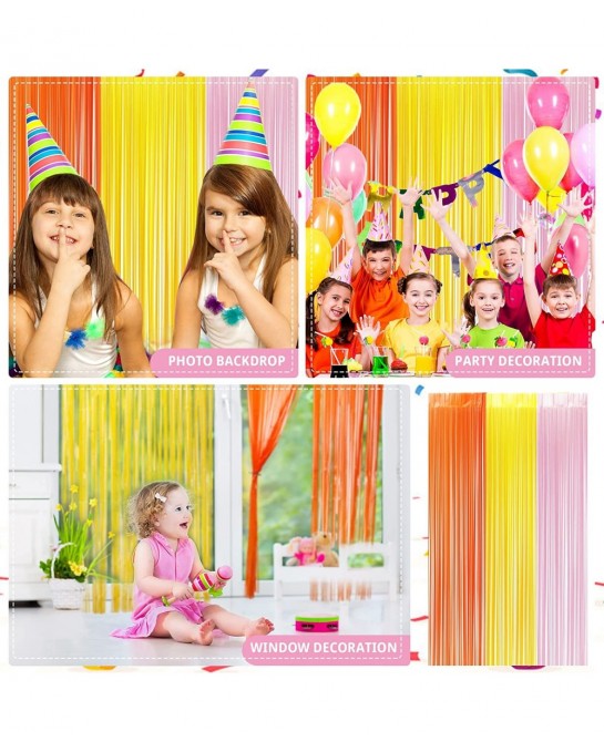 3 Pack Groovy Foil Fringe Curtain Groovy Photo Booth Foil Curtain Backdrop Boho Party Decorations Groovy Party Decorations (3...