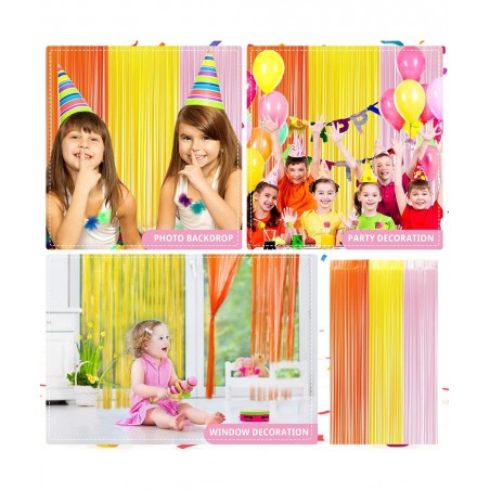 3 Pack Groovy Foil Fringe Curtain Groovy Photo Booth Foil Curtain Backdrop Boho Party Decorations Groovy Party Decorations (3...