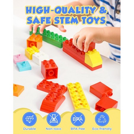 Blocks for Toddlers 1-3 Compatible with Leading Brands 64 Pcs Medium Building Blocks for Toddlers Super Wings Theme Park with...