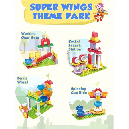 Blocks for Toddlers 1-3 Compatible with Leading Brands 64 Pcs Medium Building Blocks for Toddlers Super Wings Theme Park with...