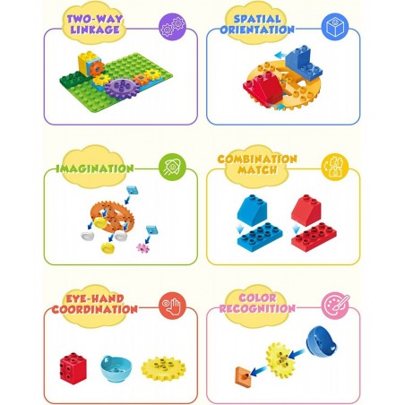 Blocks for Toddlers 1-3 Compatible with Leading Brands 64 Pcs Medium Building Blocks for Toddlers Super Wings Theme Park with...