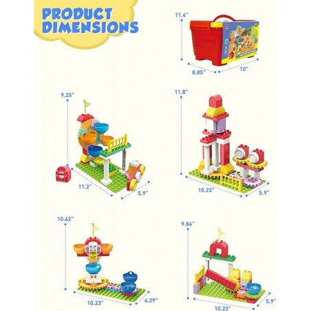 Blocks for Toddlers 1-3 Compatible with Leading Brands 64 Pcs Medium Building Blocks for Toddlers Super Wings Theme Park with...