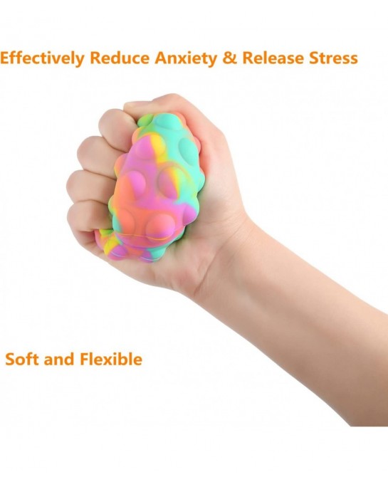 4 PCS Push Bubble Pop Stress Balls Fidget Toy 3D Silicone Pop Fidget Ball Pop Ball Sensory Toy Pop Fidget Toy for Hand Exerci...