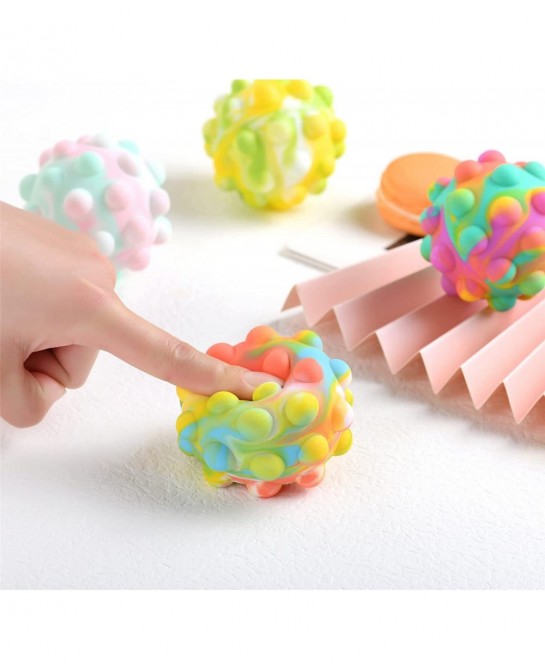 4 PCS Push Bubble Pop Stress Balls Fidget Toy 3D Silicone Pop Fidget Ball Pop Ball Sensory Toy Pop Fidget Toy for Hand Exerci...