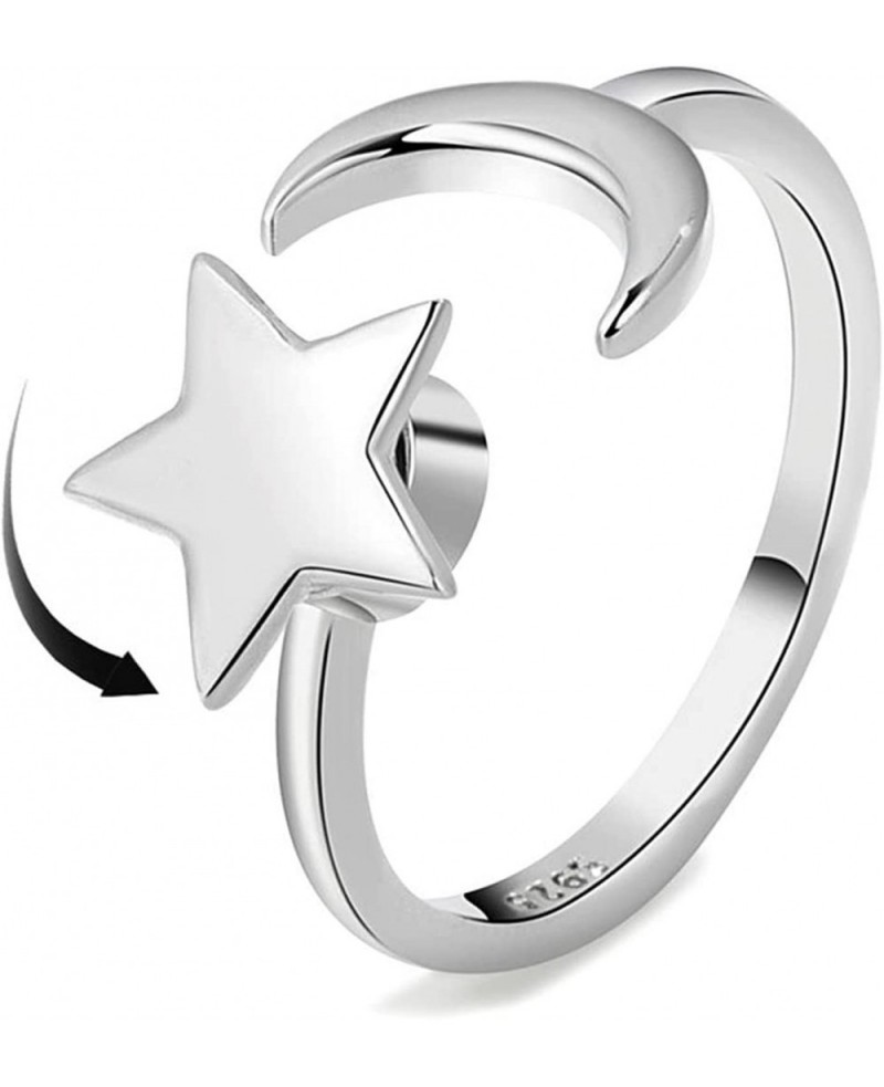 Fidget Anxiety Relief Ring Daisy Sunflower Flower Evil Eye Zircon Bead Open Adjustable Spinner Stackable Ring for Women Girl ...