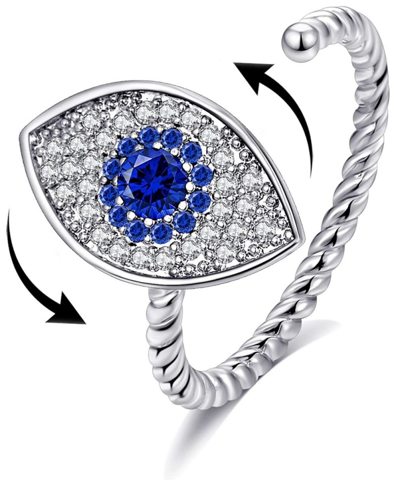 Fidget Anxiety Rings Rotatable Stress Relief Bead Ring Size Adjustable Open Design Ring Spinner Fidget Ring Inlaid Cubic Zirc...