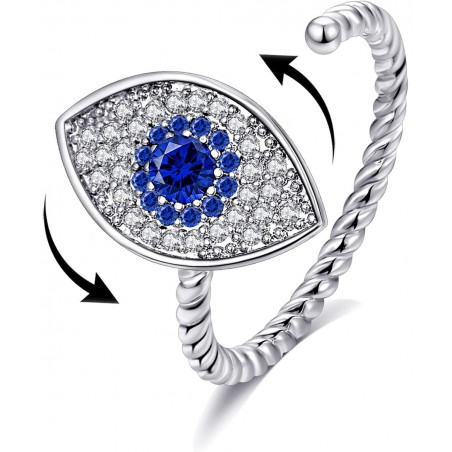 Fidget Anxiety Rings Rotatable Stress Relief Bead Ring Size Adjustable Open Design Ring Spinner Fidget Ring Inlaid Cubic Zirc...