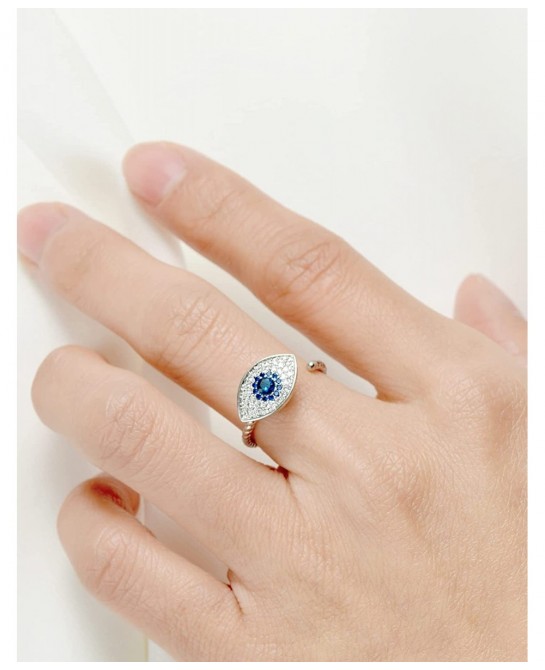 Fidget Anxiety Rings Rotatable Stress Relief Bead Ring Size Adjustable Open Design Ring Spinner Fidget Ring Inlaid Cubic Zirc...