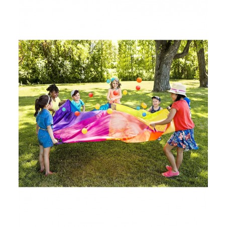 – Parachute for Kids – Play Parachute with 15 Colorful Balls – 12 Handles – 8ft Wind Tent – Outdoor Games – Rainbow Colors – ...