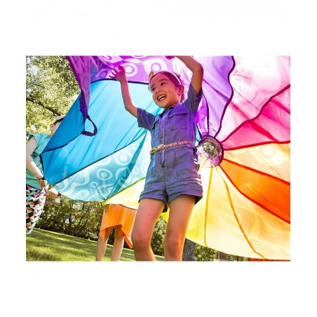 – Parachute for Kids – Play Parachute with 15 Colorful Balls – 12 Handles – 8ft Wind Tent – Outdoor Games – Rainbow Colors – ...