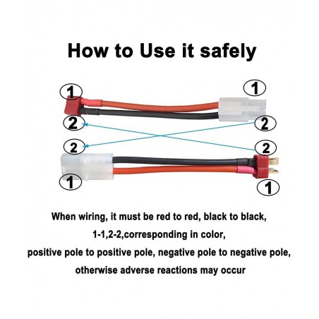 2 Pairs Tamiya to Deans Adapter 14AWG Deans to Tamiya Style Connector T Style Plug Cable Adapter for RC Speed Controller ESC ...