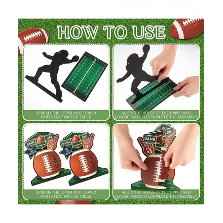 52 Pcs 3D Football Table Centerpiece Football Party Decorations Football Player Silhouette Centerpieces Football Field Tablec...