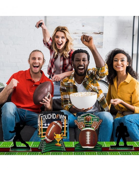 52 Pcs 3D Football Table Centerpiece Football Party Decorations Football Player Silhouette Centerpieces Football Field Tablec...