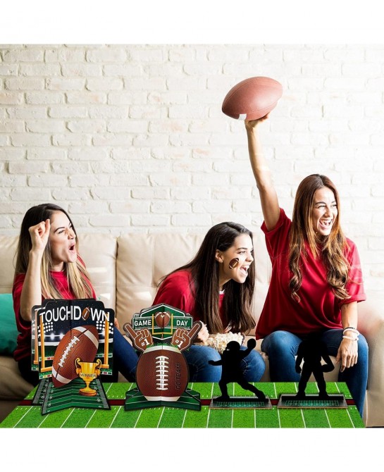 52 Pcs 3D Football Table Centerpiece Football Party Decorations Football Player Silhouette Centerpieces Football Field Tablec...