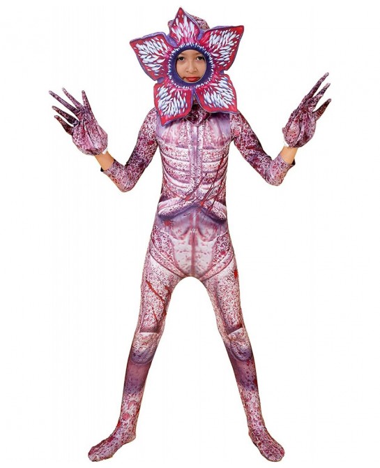 Demogorgon Costume for Kids Halloween Scary Cosplay Flower Monster Jumpsuit Dress Up $32.81 Kids' Costumes