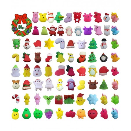 80pcs Mochi Squishy Toy Christmas Squishy Toys Party Favors for Kids Christmas Goodie Bag Stuffers Stocking Pinata Fillers St...