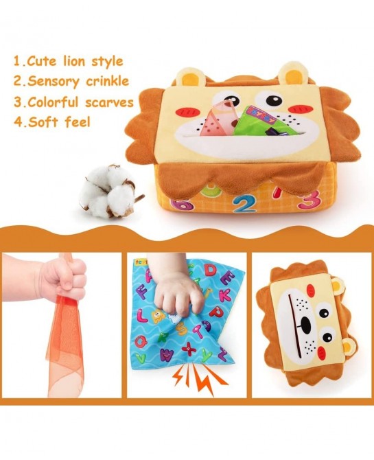 Magic Baby Tissue Box Toy Funny Sensory Toys for Toddlers Montessori Toys for Babies 6-12 Months Soft 6-9-12-24 Month Old Bab...
