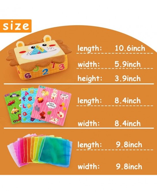 Magic Baby Tissue Box Toy Funny Sensory Toys for Toddlers Montessori Toys for Babies 6-12 Months Soft 6-9-12-24 Month Old Bab...