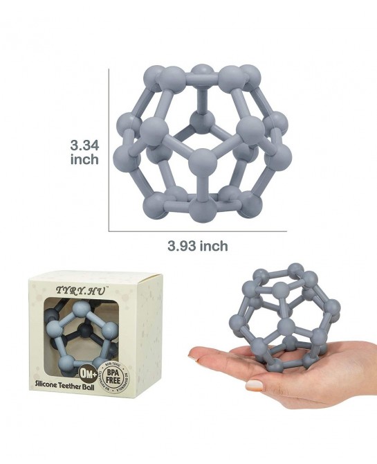 Baby Teethers Toys Silicone Soft Ball Easy to Hold Teether for Sensory Ball Exploration & Teething Stress Relief Molar Ball S...