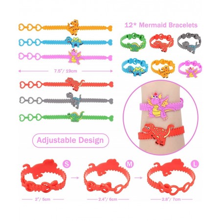 60 PCs Dinosaur Party Favors for Kids Slap Bracelets Temporary Tattoos Keychain Ring Bracelet Dinosaur Birthday Party Supplie...