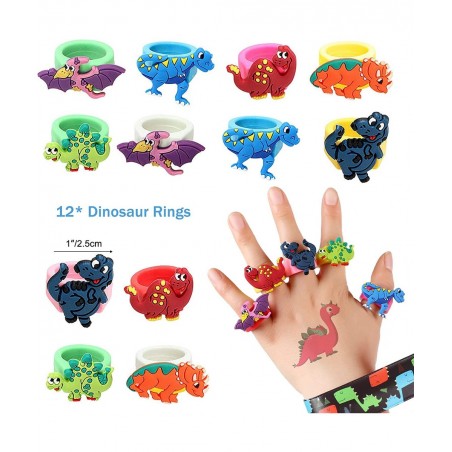 60 PCs Dinosaur Party Favors for Kids Slap Bracelets Temporary Tattoos Keychain Ring Bracelet Dinosaur Birthday Party Supplie...