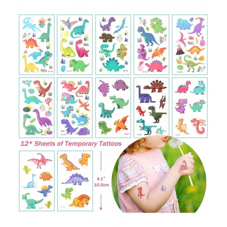 60 PCs Dinosaur Party Favors for Kids Slap Bracelets Temporary Tattoos Keychain Ring Bracelet Dinosaur Birthday Party Supplie...