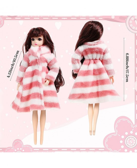 4 Pieces 11.5 Inch Doll Winter Clothes Long Sleeve Soft Faux Fur Coats Flannel Outfit Doll Clothes Doll Accessories Christmas...