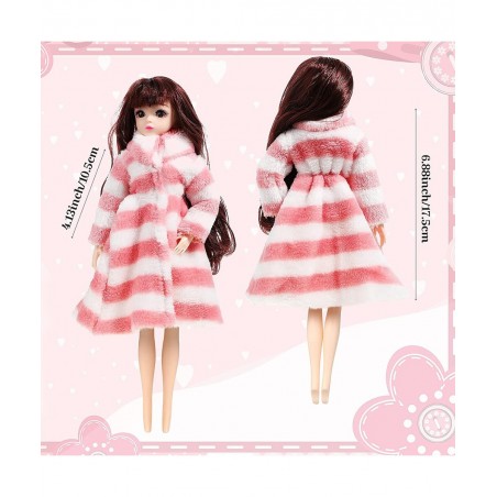 4 Pieces 11.5 Inch Doll Winter Clothes Long Sleeve Soft Faux Fur Coats Flannel Outfit Doll Clothes Doll Accessories Christmas...