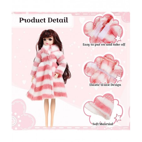4 Pieces 11.5 Inch Doll Winter Clothes Long Sleeve Soft Faux Fur Coats Flannel Outfit Doll Clothes Doll Accessories Christmas...