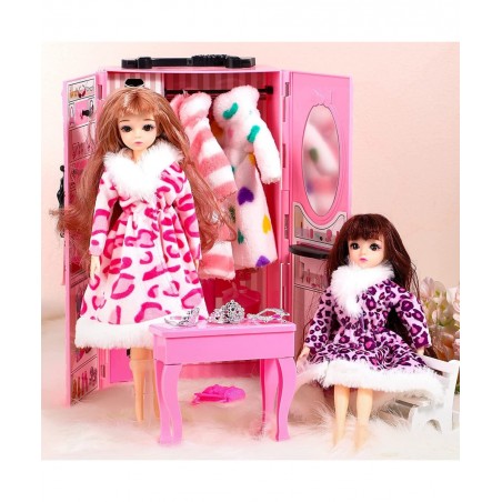 4 Pieces 11.5 Inch Doll Winter Clothes Long Sleeve Soft Faux Fur Coats Flannel Outfit Doll Clothes Doll Accessories Christmas...