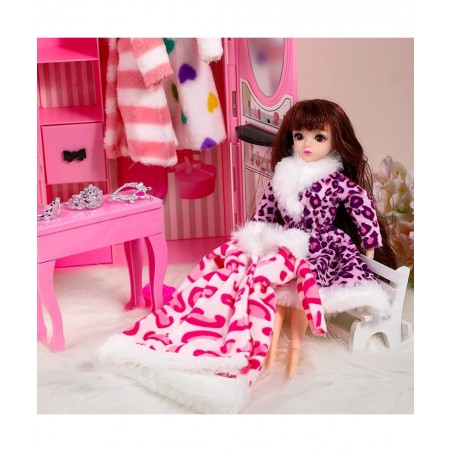 4 Pieces 11.5 Inch Doll Winter Clothes Long Sleeve Soft Faux Fur Coats Flannel Outfit Doll Clothes Doll Accessories Christmas...