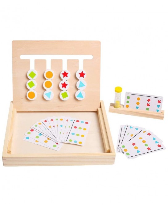 Montessori Learning Toys Slide Puzzle Color Shape Sorting Matching Brain Teasers Logic Game Preschool Educational Wooden Toys...