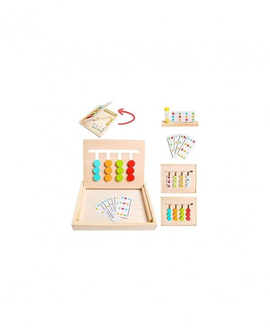 Montessori Learning Toys Slide Puzzle Color Shape Sorting Matching Brain Teasers Logic Game Preschool Educational Wooden Toys...