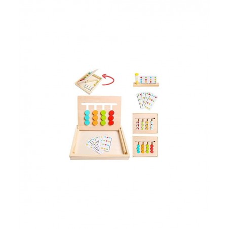 Montessori Learning Toys Slide Puzzle Color Shape Sorting Matching Brain Teasers Logic Game Preschool Educational Wooden Toys...