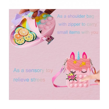 Pop Purse Fidget Toys for Girls Push Bubble Sensory Crossbody Shoulder Bag Dimple Toy Kids Handbag Relieve Stress Relief Sili...
